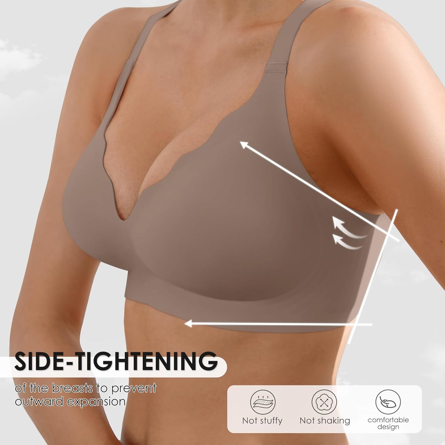 Wireless Seamless Jelly Bra for Women with Support - No Underwire Full Coverage Push Up Bras for Women