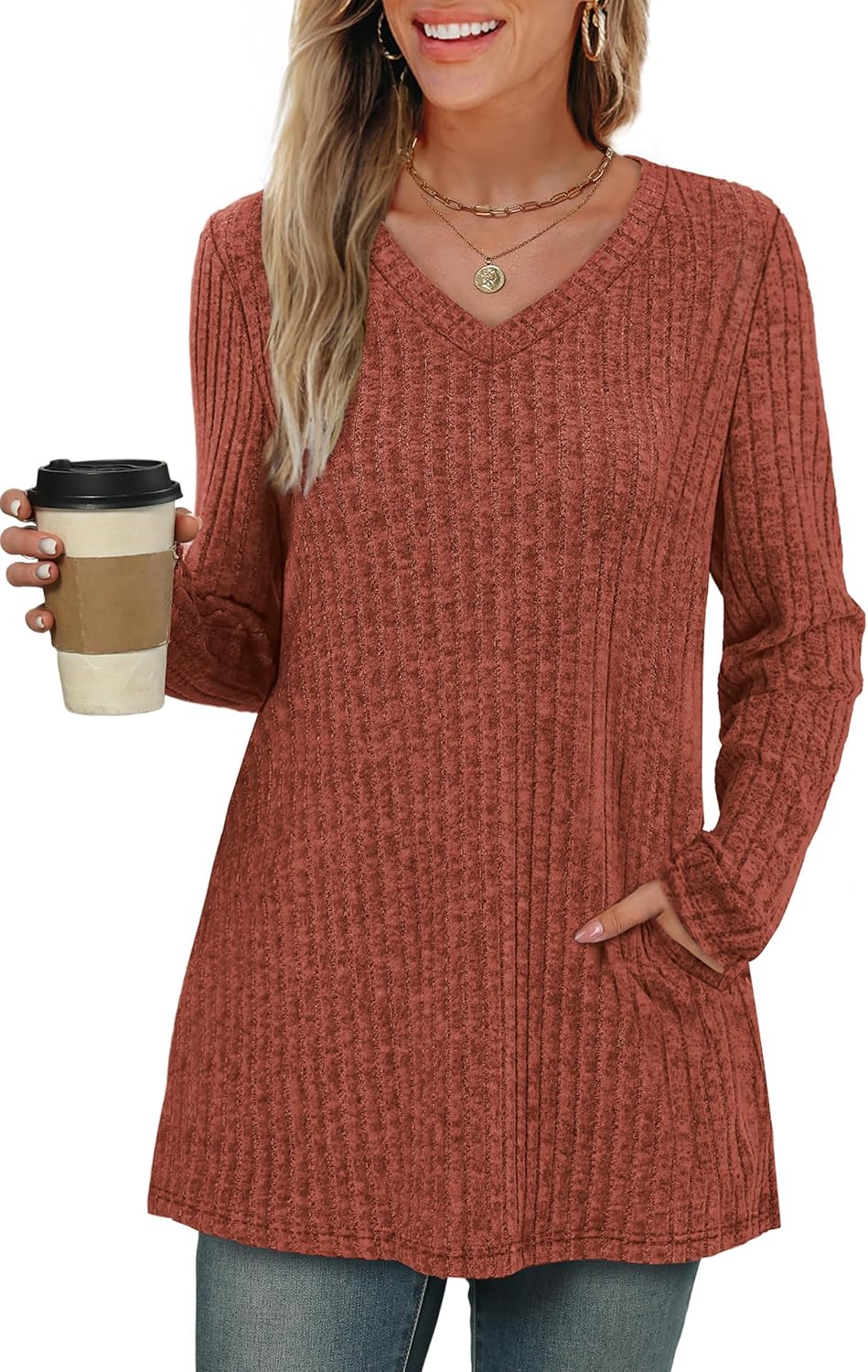 WIHOLL Womens Tops Fall Fahion 2025 Long Sleeve Shirts Casual Lightweight Tunic Sweaters Fashion Winter Clothing