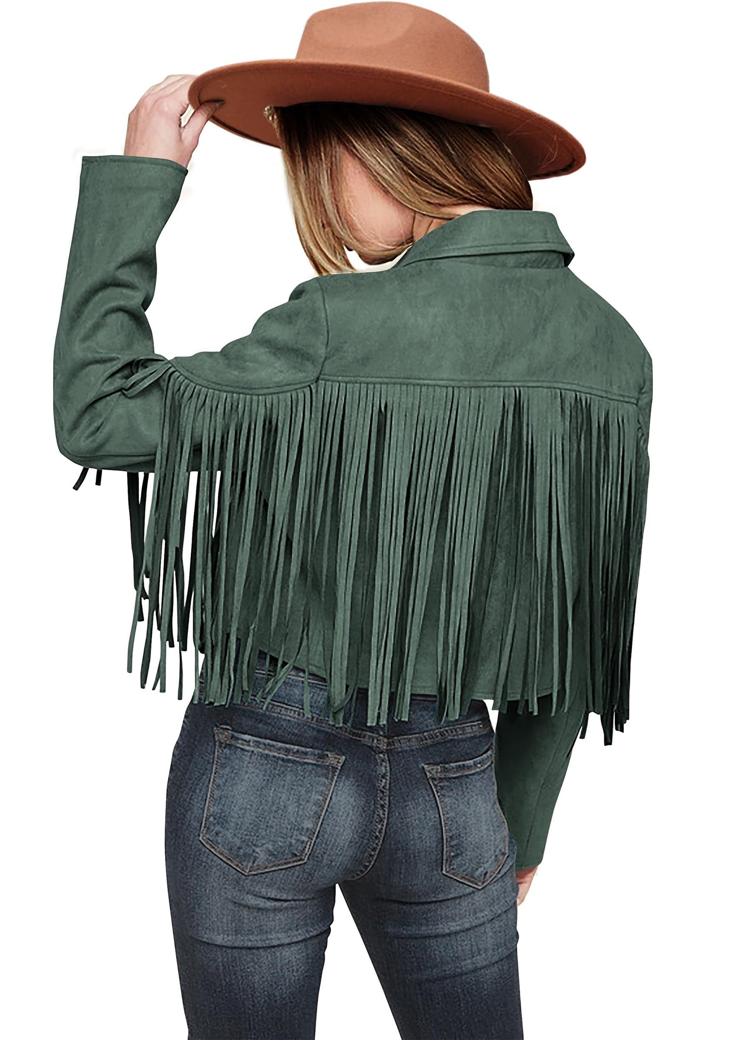 PRETTYGARDEN Women's Faux Suede Leather Jackets Tassel Motorcycle Cropped Coats 2025 Fashion Clothes