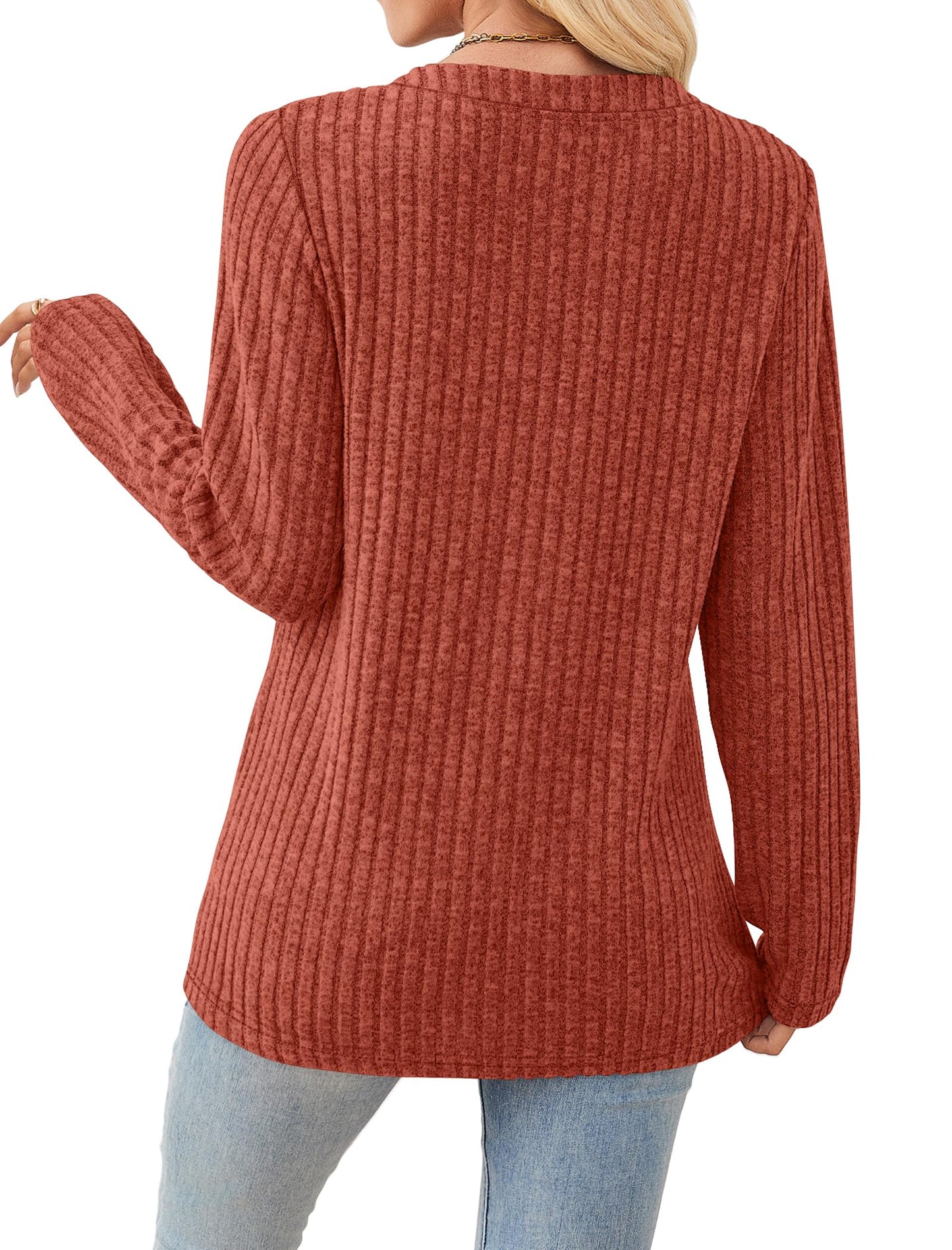 SAMPEEL Womens Sweaters Lightweight Long Sleeve Shirts V Neck Tops with Button Fall Outfits 2025