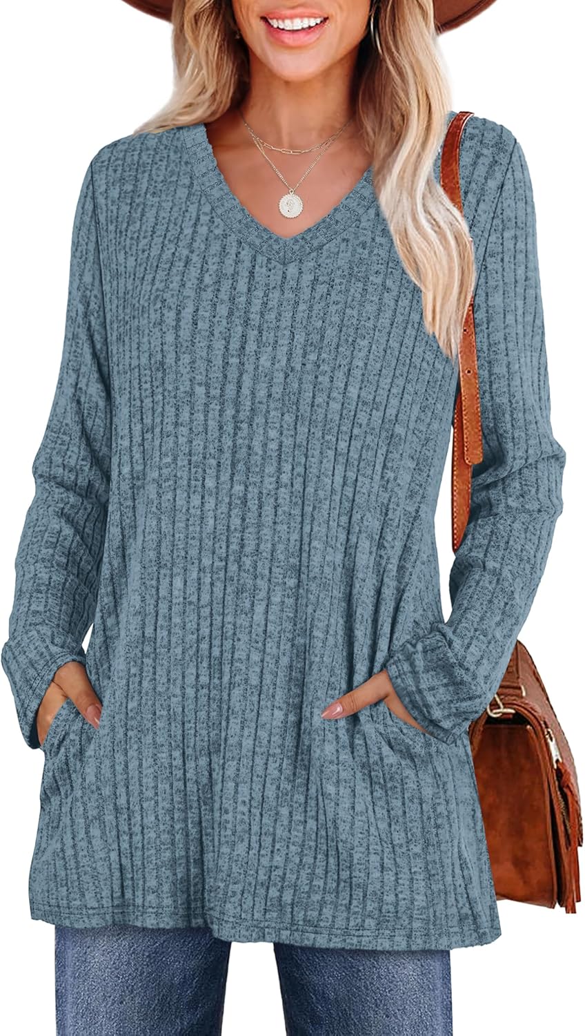 WIHOLL Womens Tops Fall Fahion 2025 Long Sleeve Shirts Casual Lightweight Tunic Sweaters Fashion Winter Clothing