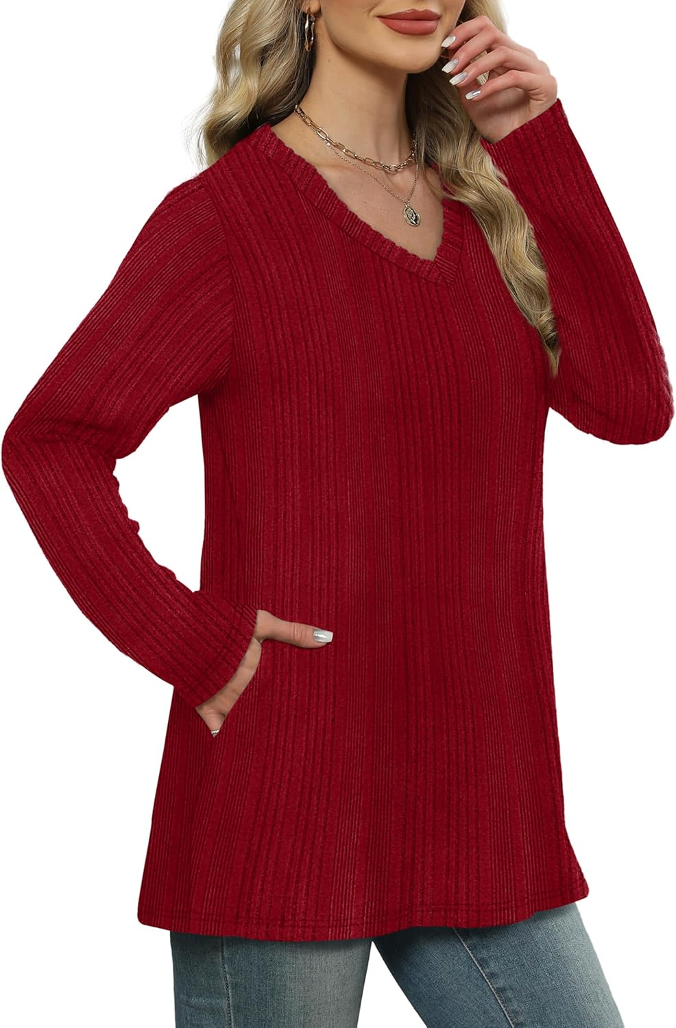 WIHOLL Womens Tops Fall Fahion 2025 Long Sleeve Shirts Casual Lightweight Tunic Sweaters Fashion Winter Clothing