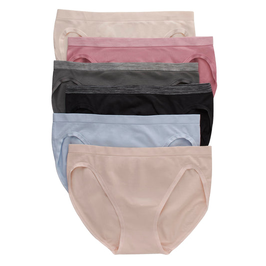 Hanes Women's Seamless Underwear Pack, Comfort Flex Fit Bikini Boyshort or Thong Panties, 6-Pack