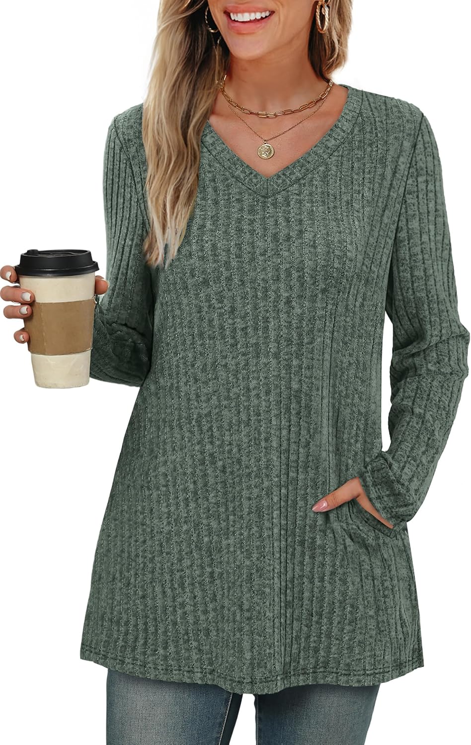 WIHOLL Womens Tops Fall Fahion 2025 Long Sleeve Shirts Casual Lightweight Tunic Sweaters Fashion Winter Clothing