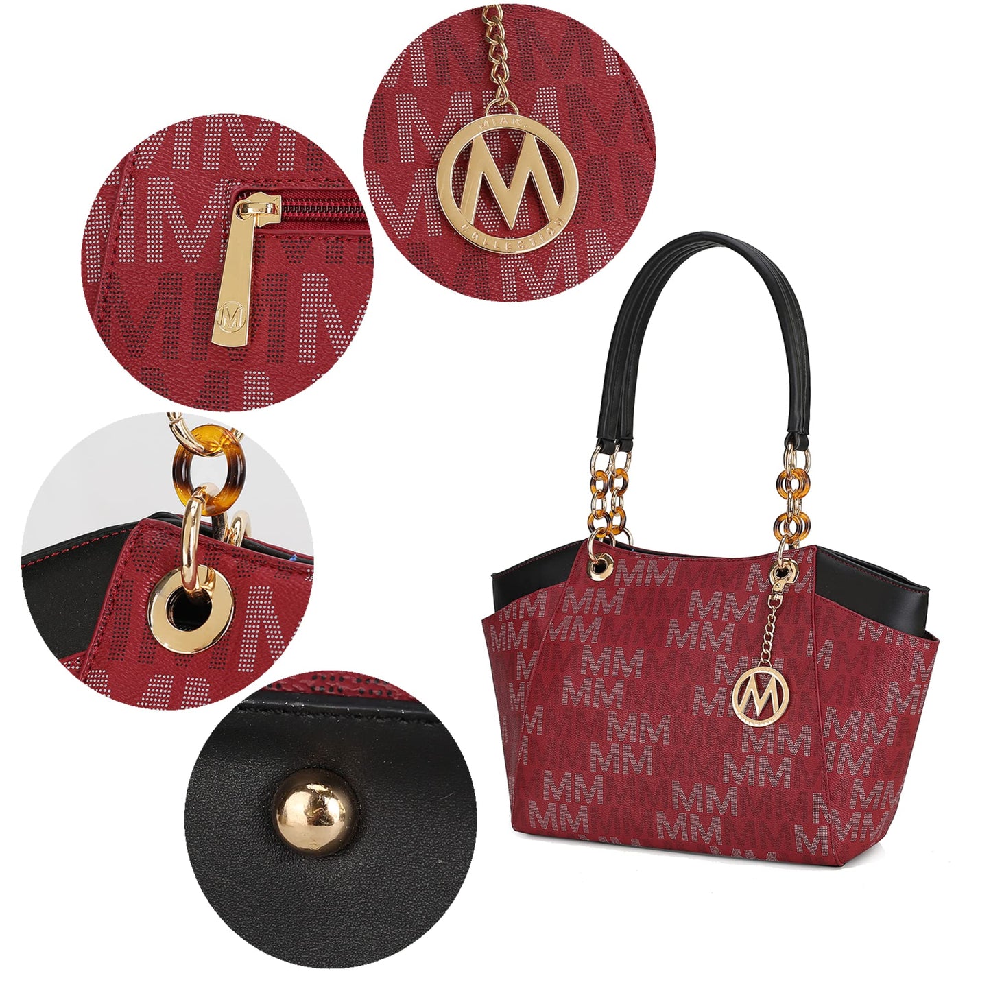 MKF Collection Signature Tote Bag for Women, Shoulder bag Vegan Leather Top-Handle Handbag Purse