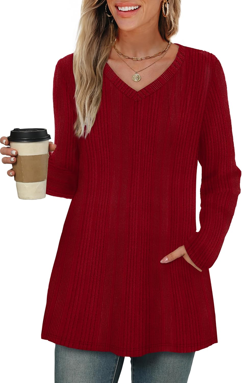 WIHOLL Womens Tops Fall Fahion 2025 Long Sleeve Shirts Casual Lightweight Tunic Sweaters Fashion Winter Clothing