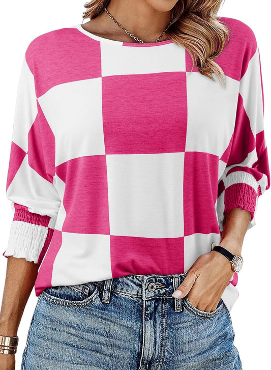 Dokotoo Women's 2025 Fashion Tops 3/4 Sleeve T-Shirts Cute Crewneck Basic Business Tees Blouses