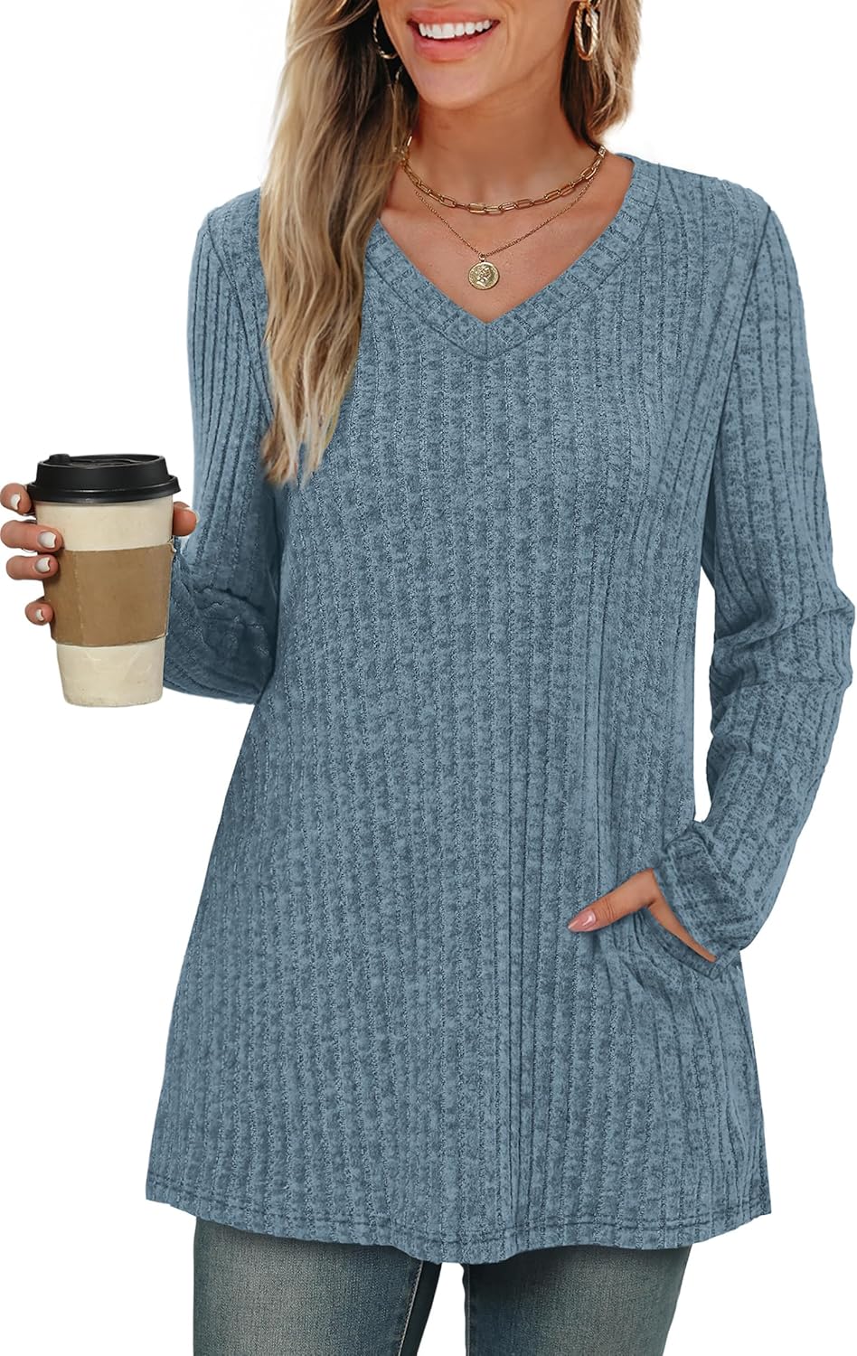 WIHOLL Womens Tops Fall Fahion 2025 Long Sleeve Shirts Casual Lightweight Tunic Sweaters Fashion Winter Clothing