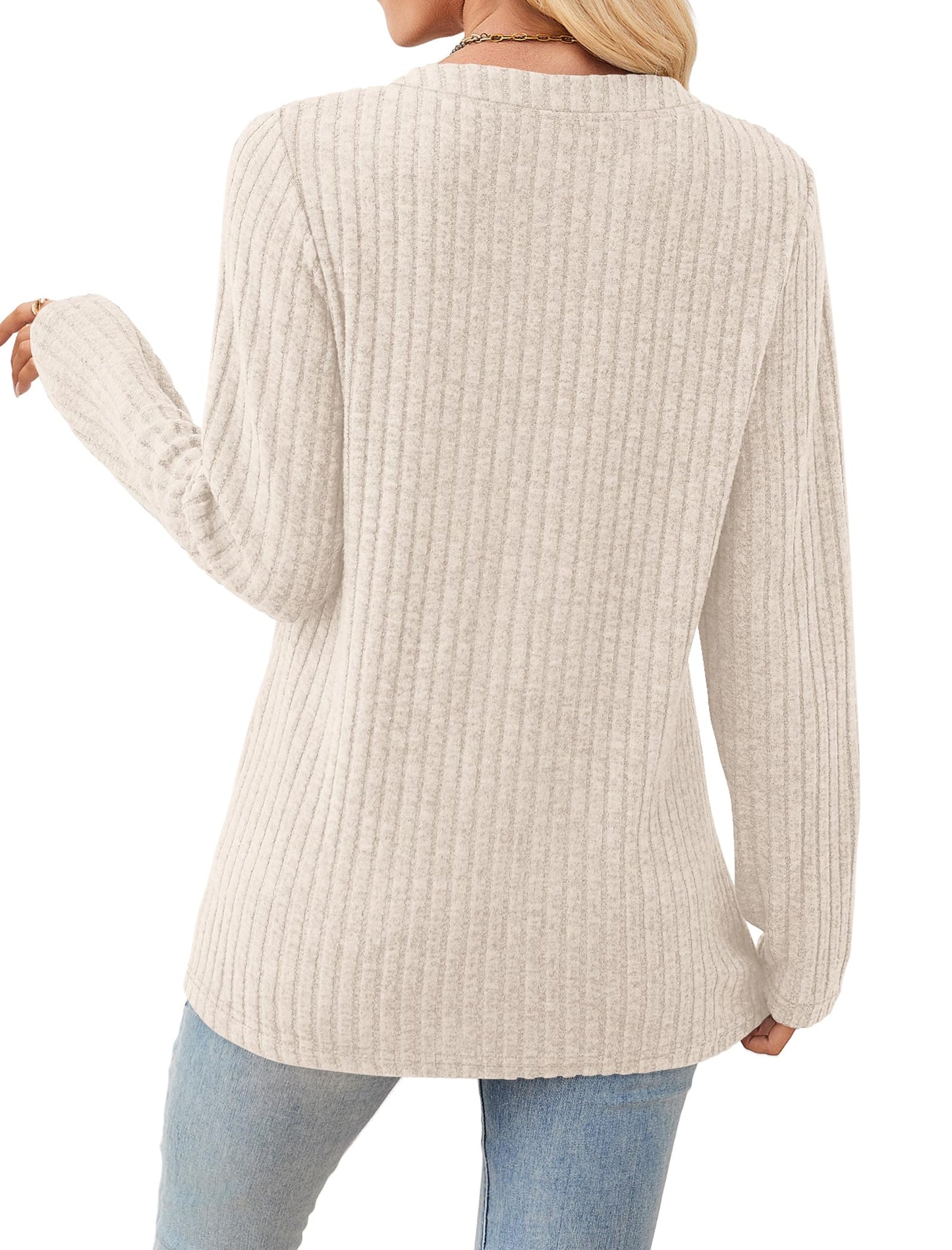SAMPEEL Womens Sweaters Lightweight Long Sleeve Shirts V Neck Tops with Button Fall Outfits 2025