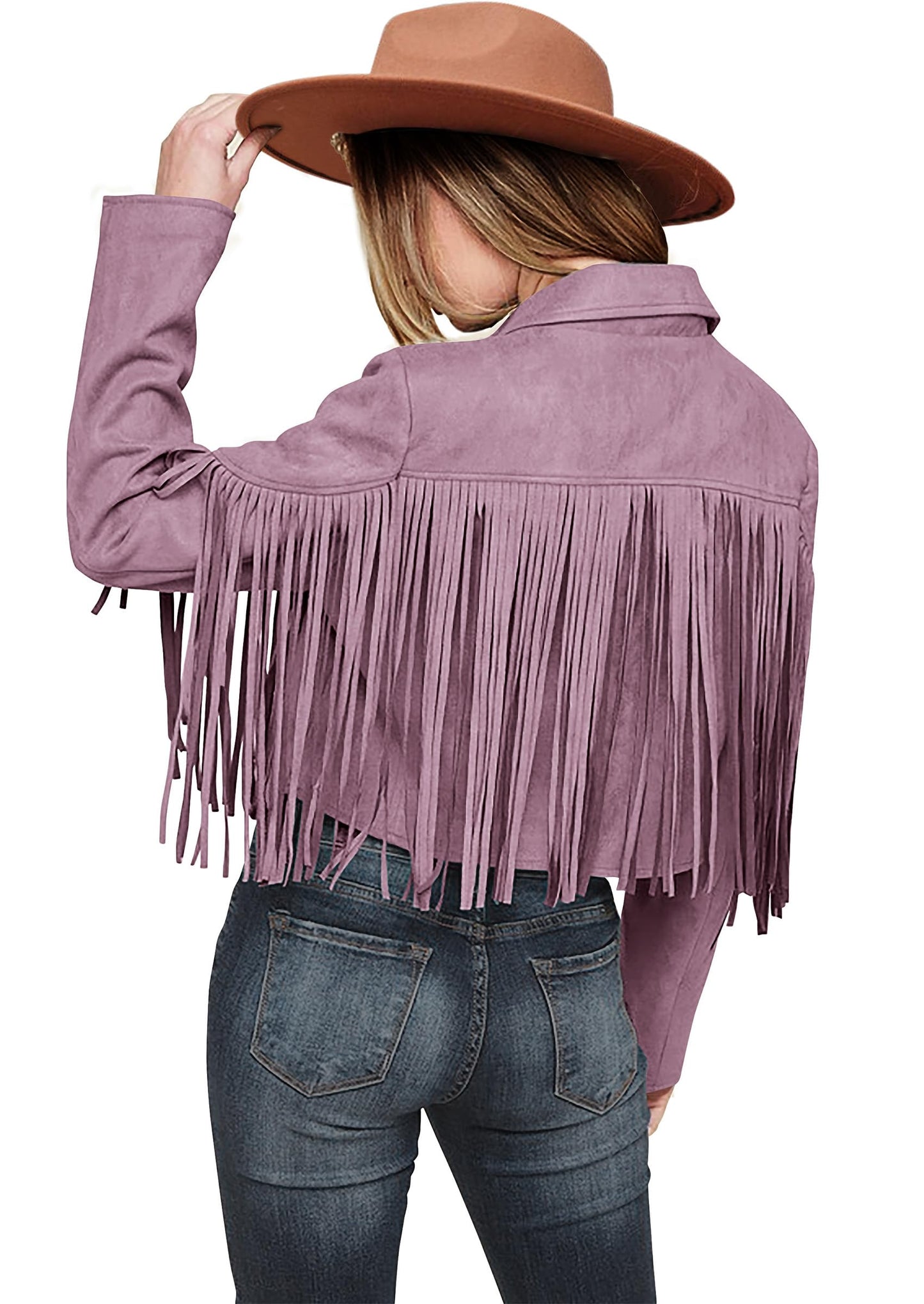 PRETTYGARDEN Women's Faux Suede Leather Jackets Tassel Motorcycle Cropped Coats 2025 Fashion Clothes