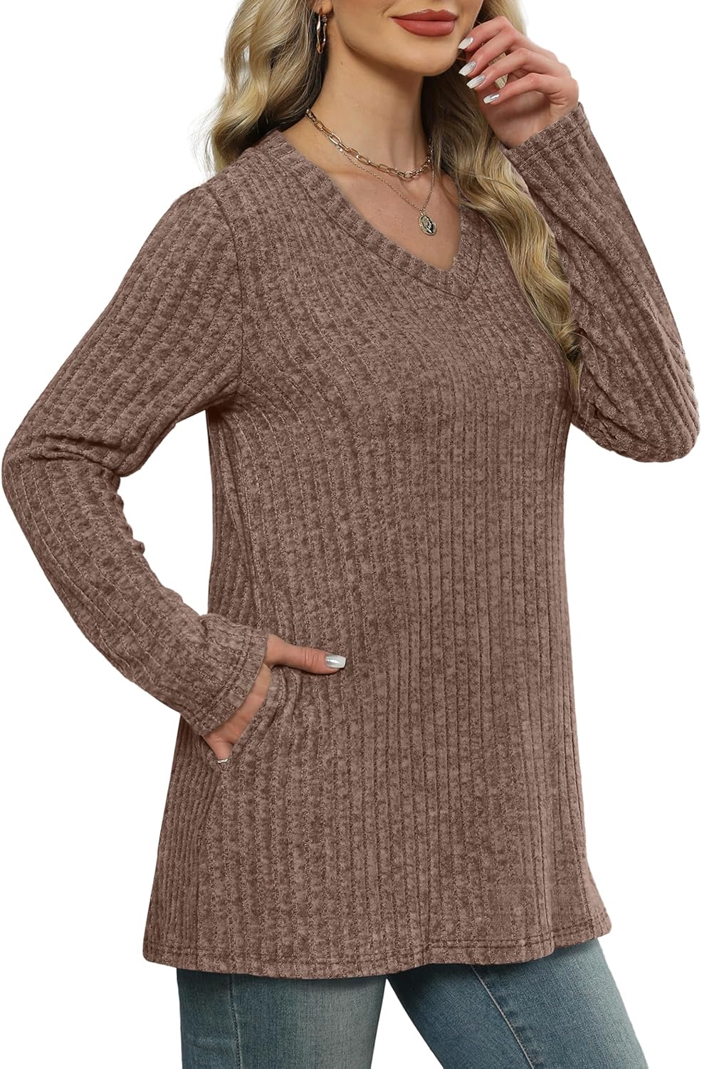 WIHOLL Womens Tops Fall Fahion 2025 Long Sleeve Shirts Casual Lightweight Tunic Sweaters Fashion Winter Clothing