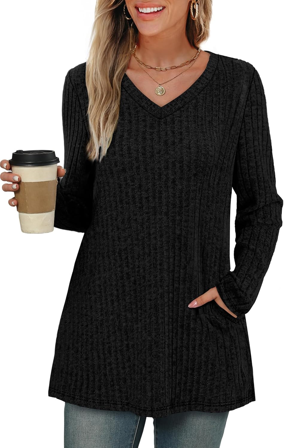 WIHOLL Womens Tops Fall Fahion 2025 Long Sleeve Shirts Casual Lightweight Tunic Sweaters Fashion Winter Clothing