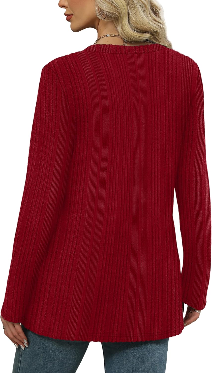 WIHOLL Womens Tops Fall Fahion 2025 Long Sleeve Shirts Casual Lightweight Tunic Sweaters Fashion Winter Clothing