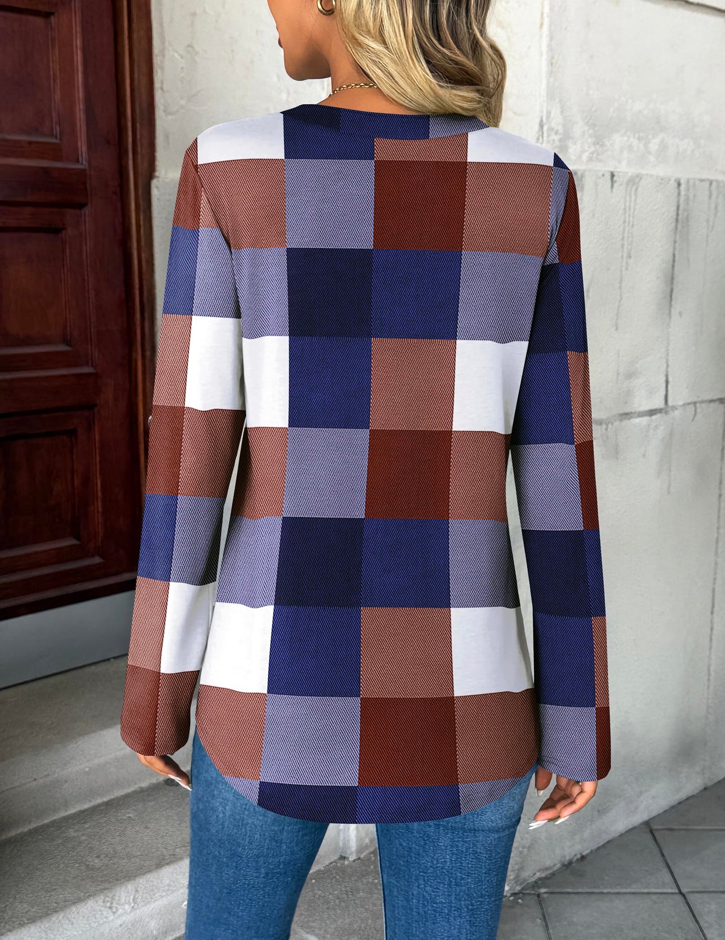 Zeagoo Womens Roll Up Long Sleeve Tops V Neck Shirts Dressy Casual Work Blouses S-2XL