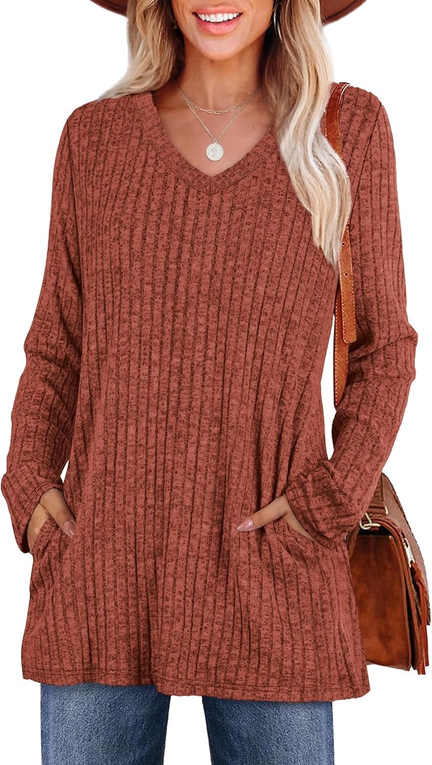 WIHOLL Womens Tops Fall Fahion 2025 Long Sleeve Shirts Casual Lightweight Tunic Sweaters Fashion Winter Clothing