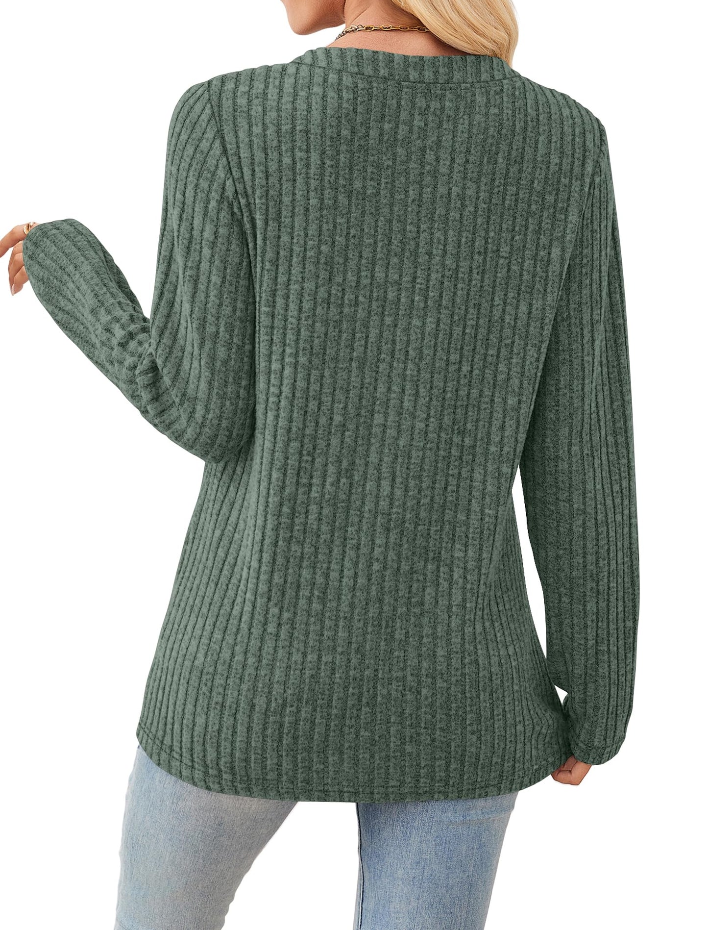 SAMPEEL Womens Sweaters Lightweight Long Sleeve Shirts V Neck Tops with Button Fall Outfits 2025