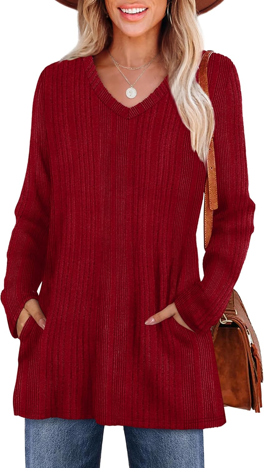 WIHOLL Womens Tops Fall Fahion 2025 Long Sleeve Shirts Casual Lightweight Tunic Sweaters Fashion Winter Clothing