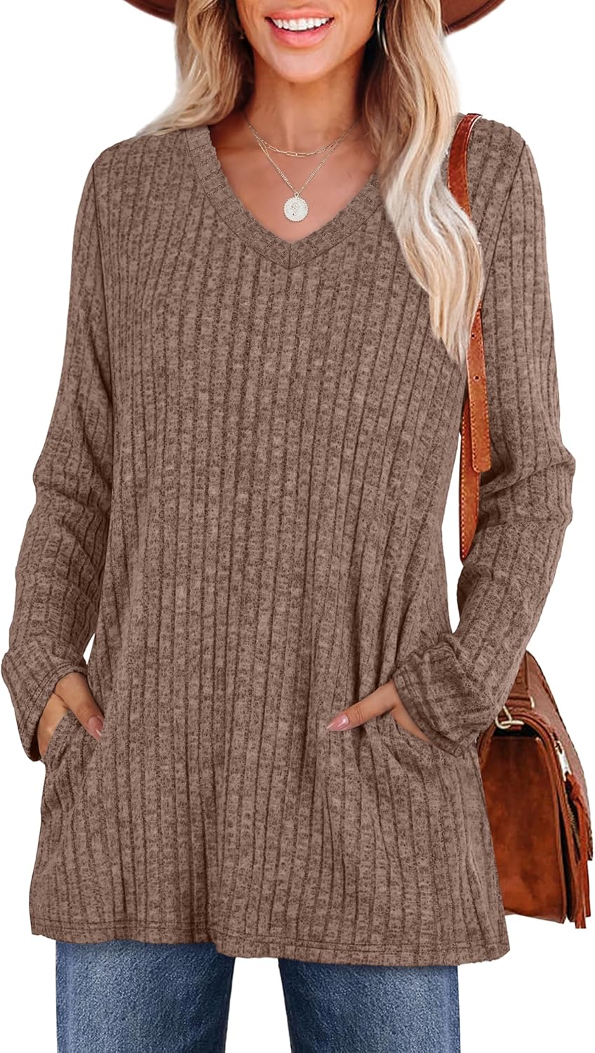 WIHOLL Womens Tops Fall Fahion 2025 Long Sleeve Shirts Casual Lightweight Tunic Sweaters Fashion Winter Clothing