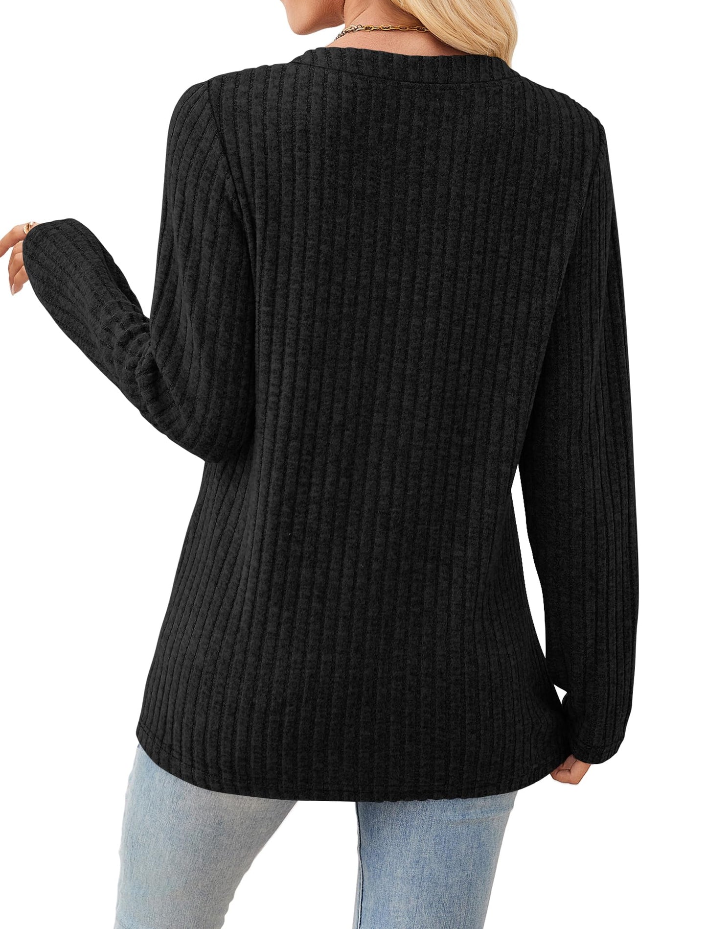 SAMPEEL Womens Sweaters Lightweight Long Sleeve Shirts V Neck Tops with Button Fall Outfits 2025