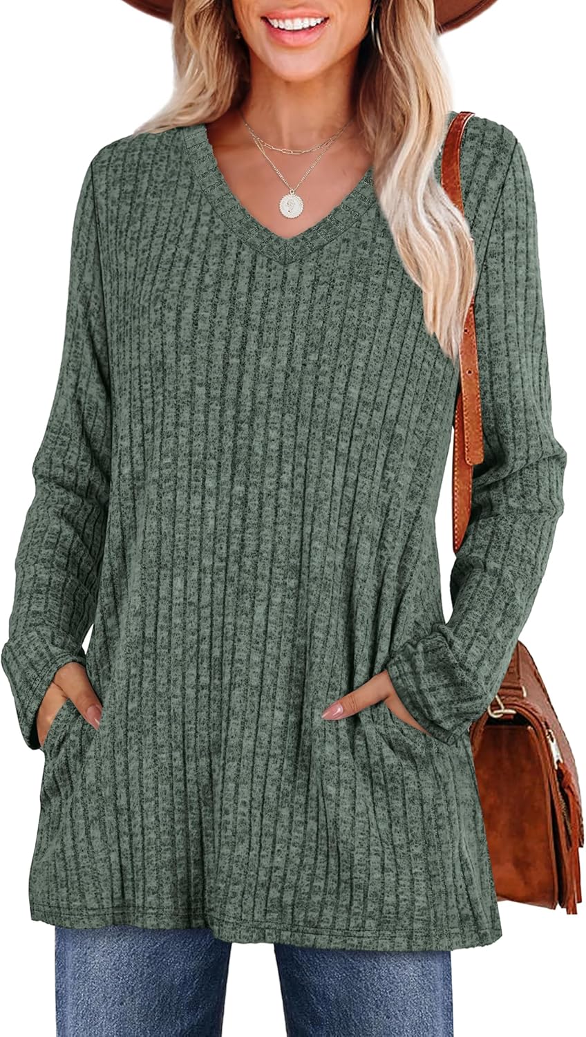 WIHOLL Womens Tops Fall Fahion 2025 Long Sleeve Shirts Casual Lightweight Tunic Sweaters Fashion Winter Clothing