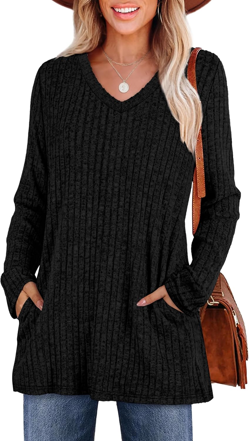 WIHOLL Womens Tops Fall Fahion 2025 Long Sleeve Shirts Casual Lightweight Tunic Sweaters Fashion Winter Clothing