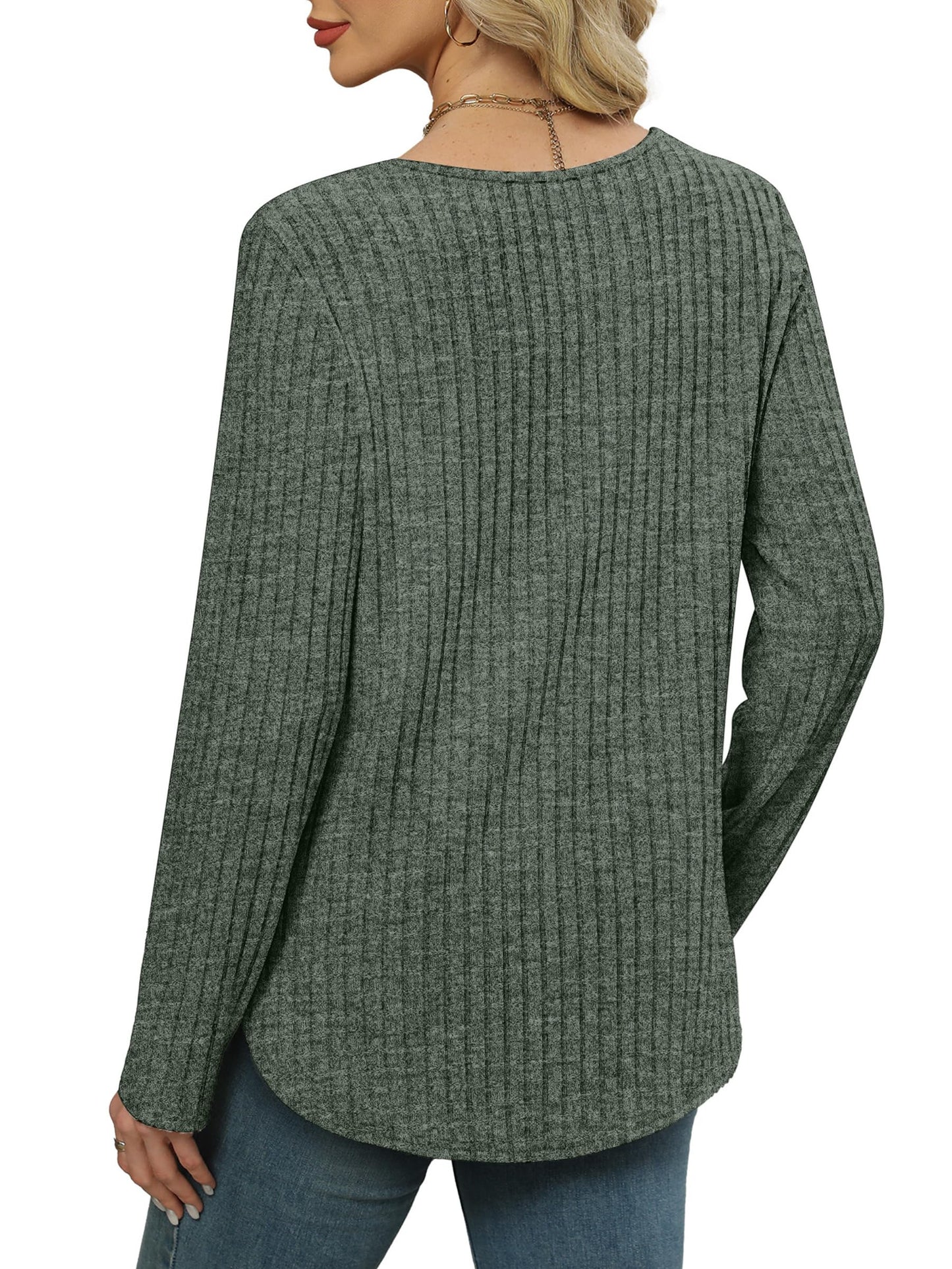 WIHOLL Long Sleeve Shirts for Women V Neck Tops Tunic Fall Winter Sweaters 2025 Clothes