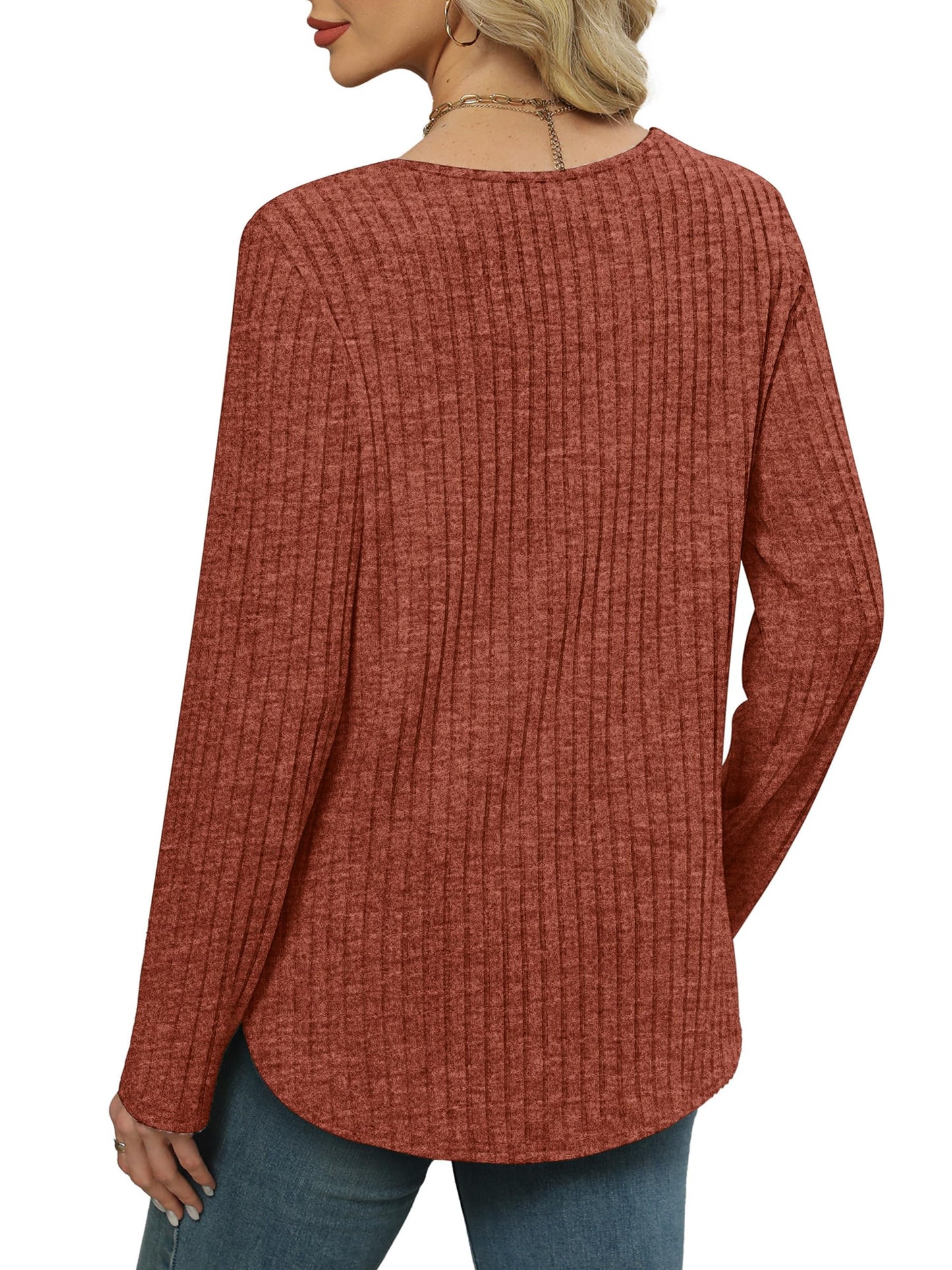 WIHOLL Long Sleeve Shirts for Women V Neck Tops Tunic Fall Winter Sweaters 2025 Clothes