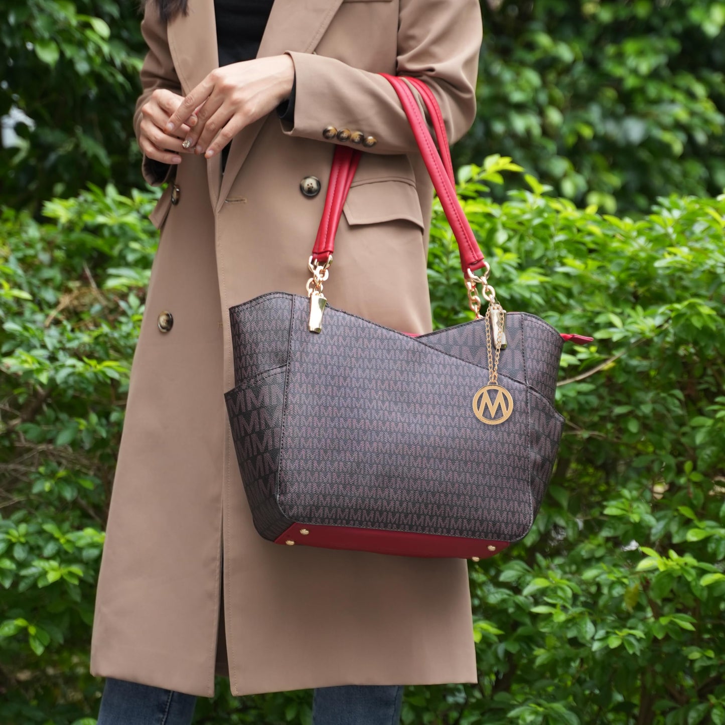 MKF Collection Signature Tote Bag for Women, Shoulder bag Vegan Leather Top-Handle Handbag Purse