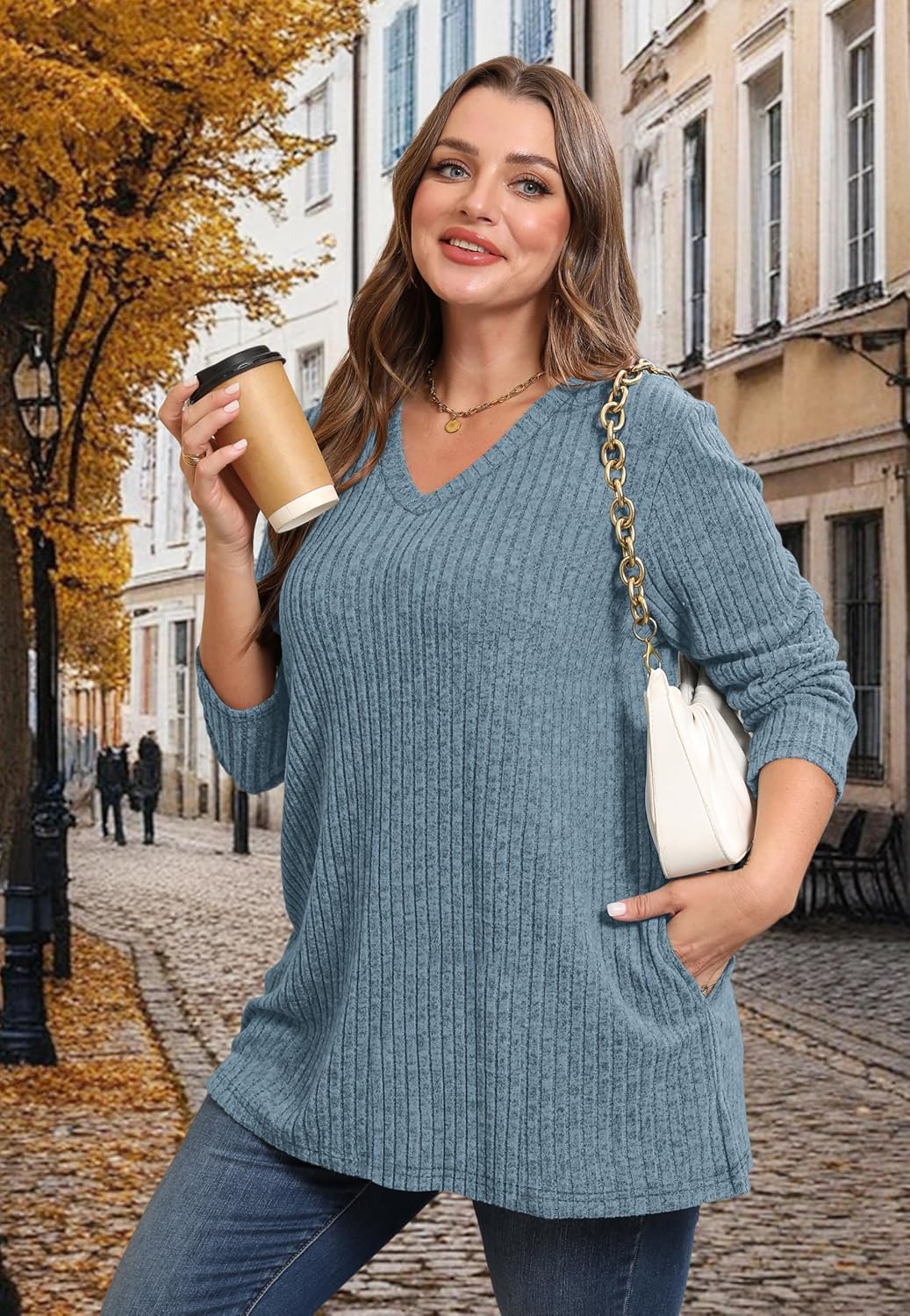 WIHOLL Womens Tops Fall Fahion 2025 Long Sleeve Shirts Casual Lightweight Tunic Sweaters Fashion Winter Clothing