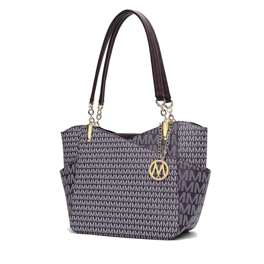 MKF Collection Signature Tote Bag for Women, Shoulder bag Vegan Leather Top-Handle Handbag Purse