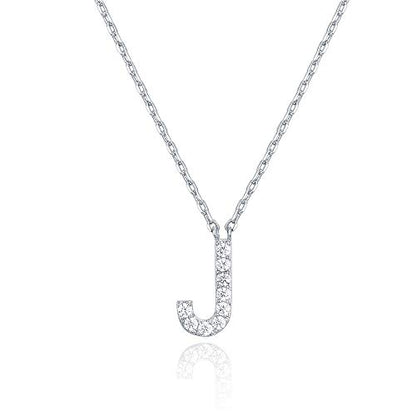 PAVOI 14K White Gold Plated Cubic Zirconia Initial Necklace | Letter Dainty Necklaces for Women