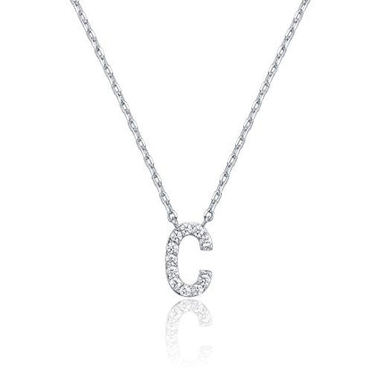 PAVOI 14K White Gold Plated Cubic Zirconia Initial Necklace | Letter Dainty Necklaces for Women