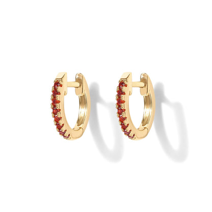 PAVOI 14K Gold Plated Sterling Silver Post Huggies | Cubic Zirconia Huggie Earrings for Women | Green, Garnet, Spinel Blue, Black, Multicolored Stones