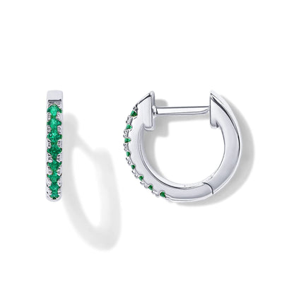 PAVOI 14K Gold Plated Sterling Silver Post Huggies | Cubic Zirconia Huggie Earrings for Women | Green, Garnet, Spinel Blue, Black, Multicolored Stones