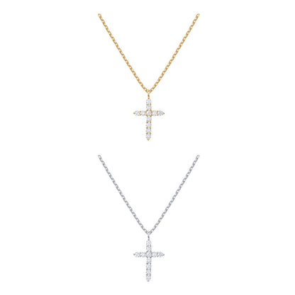 PAVOI 14K Gold Plated Cubic Zirconia Cross Necklace for Women | Cross Faith Pendant Necklaces