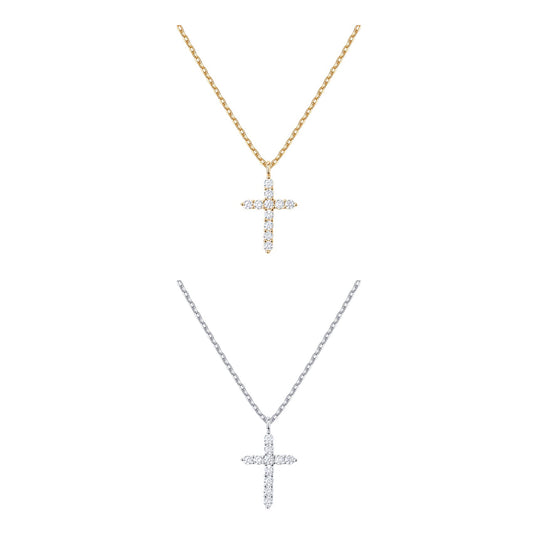 PAVOI 14K Gold Plated Cubic Zirconia Cross Necklace for Women | Cross Faith Pendant Necklaces