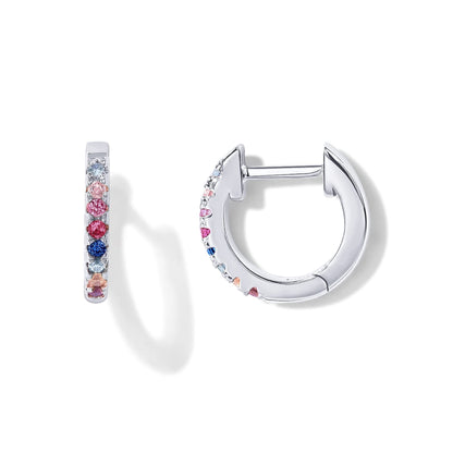 PAVOI 14K Gold Plated Sterling Silver Post Huggies | Cubic Zirconia Huggie Earrings for Women | Green, Garnet, Spinel Blue, Black, Multicolored Stones