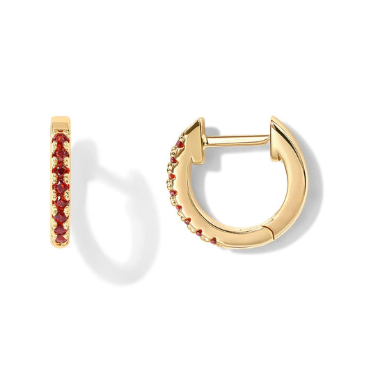 PAVOI 14K Gold Plated Sterling Silver Post Huggies | Cubic Zirconia Huggie Earrings for Women | Green, Garnet, Spinel Blue, Black, Multicolored Stones