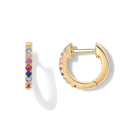 PAVOI 14K Gold Plated Sterling Silver Post Huggies | Cubic Zirconia Huggie Earrings for Women | Green, Garnet, Spinel Blue, Black, Multicolored Stones