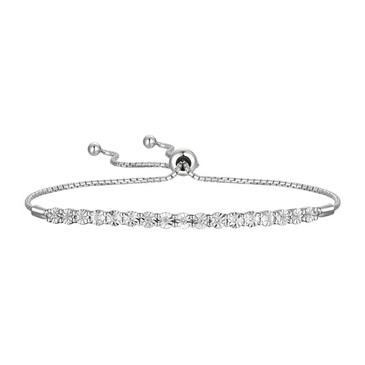 Diamond Adjustable Bolo Bracelet for Women, 14K Rose Gold-plated Sterling Silver/14K Gold-plated Sterling Silver/Sterling Silver, Easy-On Easy-Off - 1/10 cttw (6, 7 and 8 inch Wrist Size)