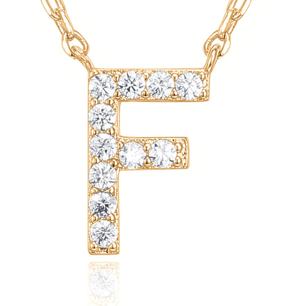 PAVOI 14K White Gold Plated Cubic Zirconia Initial Necklace | Letter Dainty Necklaces for Women