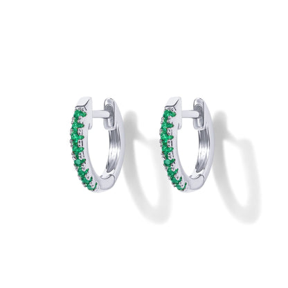 PAVOI 14K Gold Plated Sterling Silver Post Huggies | Cubic Zirconia Huggie Earrings for Women | Green, Garnet, Spinel Blue, Black, Multicolored Stones