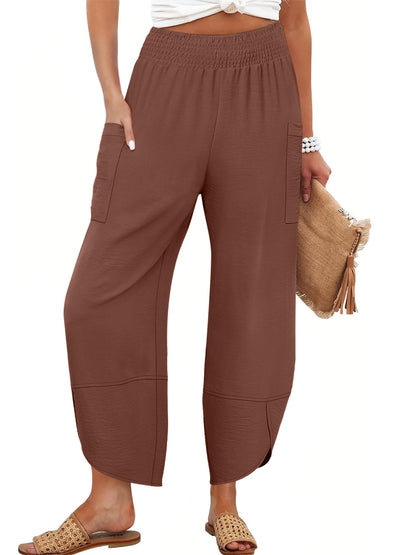 ANRABESS Womens Wide Leg Palazzo Capri Pants 2025 Summer Casual Loose High Waisted Lounge Flowy Cropped Beach Work Trousers