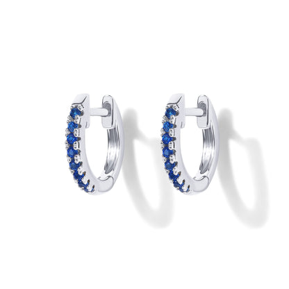 PAVOI 14K Gold Plated Sterling Silver Post Huggies | Cubic Zirconia Huggie Earrings for Women | Green, Garnet, Spinel Blue, Black, Multicolored Stones