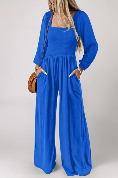 Dokotoo Women's Casual Loose Overalls Jumpsuits One Piece Long Sleeve Wide Leg Long Pant Rompers With Pockets