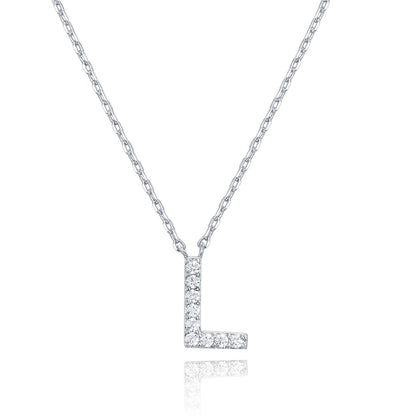 PAVOI 14K White Gold Plated Cubic Zirconia Initial Necklace | Letter Dainty Necklaces for Women