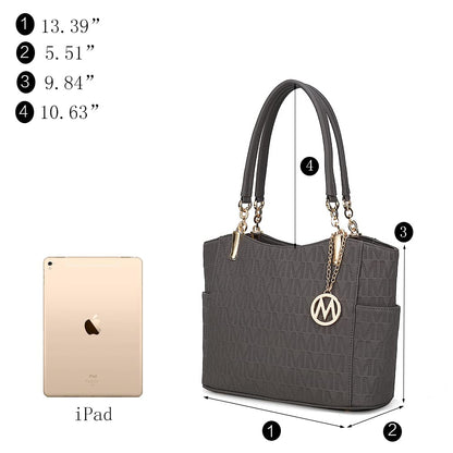 MKF Collection Signature Tote Bag for Women, Shoulder bag Vegan Leather Top-Handle Handbag Purse