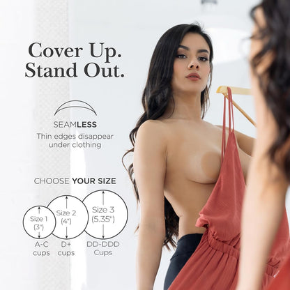 Nippies Nipple Covers for Women - Sticky Adhesive Silicone Pasties - Reusable Pasty Nipple Cover with Travel Box
