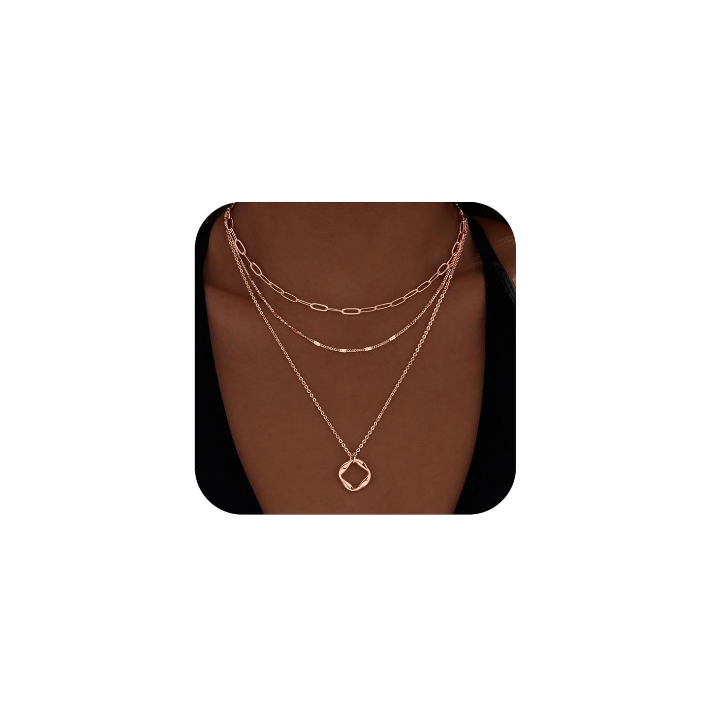 Layered Gold Necklaces for Women,Stackable Dainty 14K Gold Silver Plated Trendy Circle Paperclip Chain Pendant Choker Necklace,Simpl Diamond Cross Bow Jewelry Set Gifts for Women