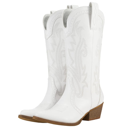 HISEA Rollda Cowboy Boots for Women Cowgirl Boots Ladies Western Embroidery Pointy Toe